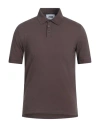 Alpha Studio Man Polo Shirt Chocolate Brown Size 40 Cotton, Elastane
