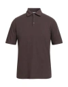 Alpha Studio Man Polo Shirt Chocolate Brown Size 40 Cotton, Elastane