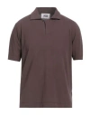 Alpha Studio Man Polo Shirt Chocolate Brown Size 40 Cotton, Elastane