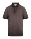 Alpha Studio Man Polo Shirt Dark Brown Size 46 Cotton