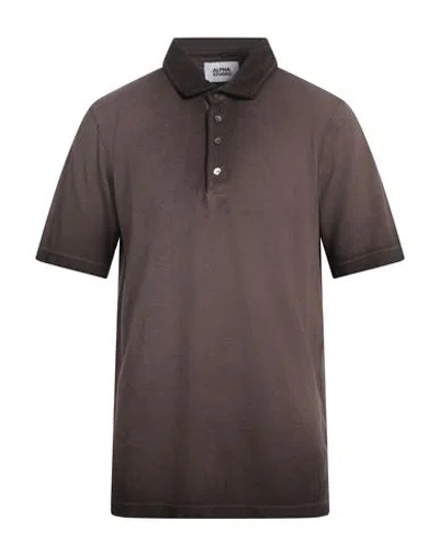 Alpha Studio Man Polo Shirt Dark Brown Size 46 Cotton