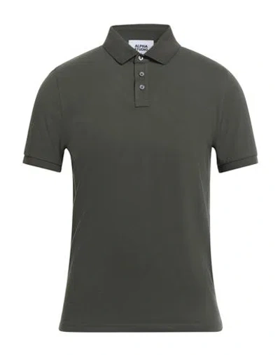 Alpha Studio Man Polo Shirt Dark Green Size 38 Cotton, Elastane
