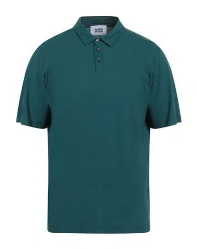 Alpha Studio Man Polo Shirt Deep Teal Size 44 Cotton, Elastane