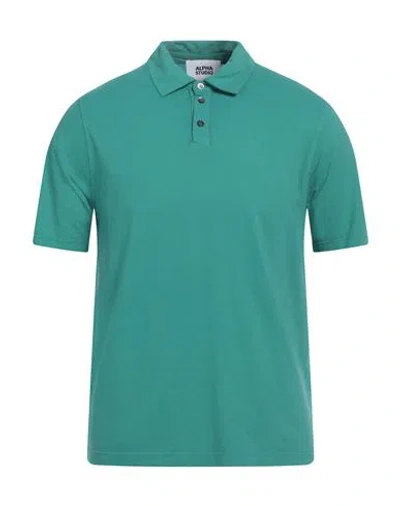 Alpha Studio Man Polo Shirt Emerald Green Size 42 Cotton, Elastane