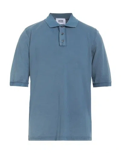 Alpha Studio Man Polo Shirt Light Blue Size 42 Cotton