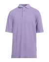 Alpha Studio Man Polo Shirt Lilac Size 46 Cotton In Purple