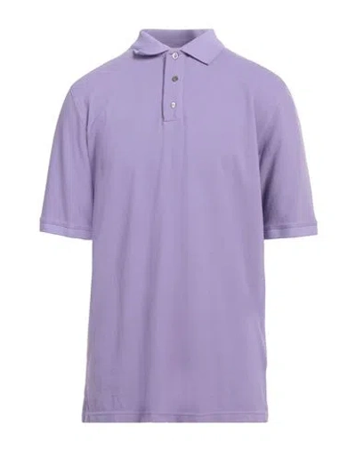 Alpha Studio Man Polo Shirt Lilac Size 46 Cotton In Purple