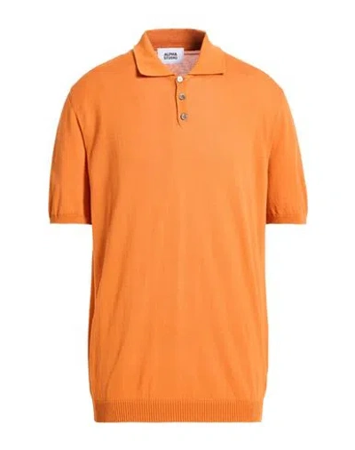 Alpha Studio Man Polo Shirt Mandarin Size 48 Cotton In Orange