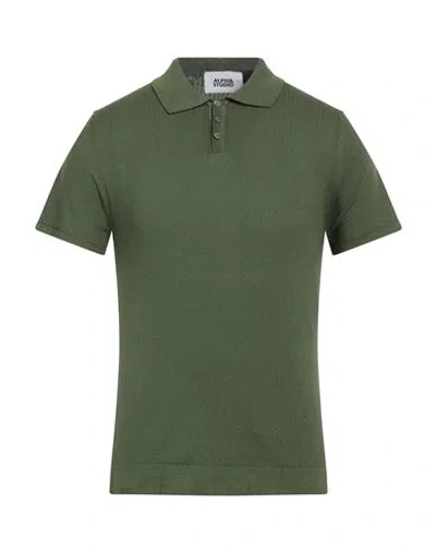Alpha Studio Man Polo Shirt Military Green Size 36 Cotton, Polyester