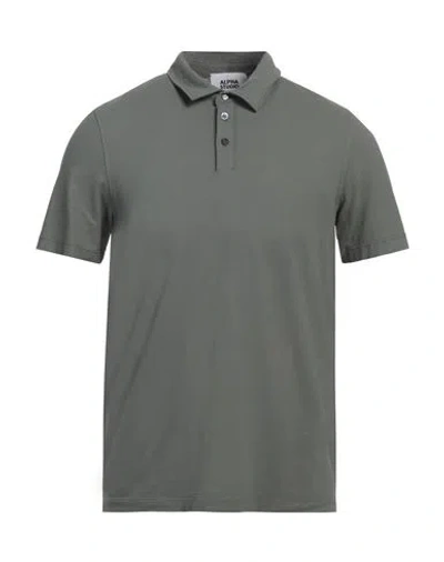 Alpha Studio Man Polo Shirt Military Green Size 44 Cotton, Elastane
