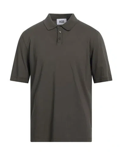 Alpha Studio Man Polo Shirt Military Green Size 44 Cotton, Elastane In Green