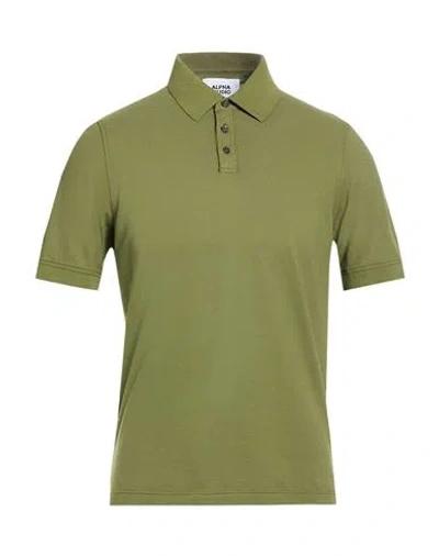 Alpha Studio Man Polo Shirt Military Green Size 44 Cotton, Elastane