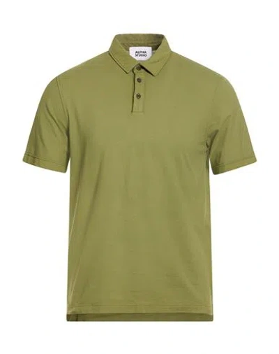 Alpha Studio Man Polo Shirt Military Green Size 50 Cotton, Elastane