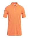 Alpha Studio Man Polo Shirt Orange Size 46 Cotton In Orange