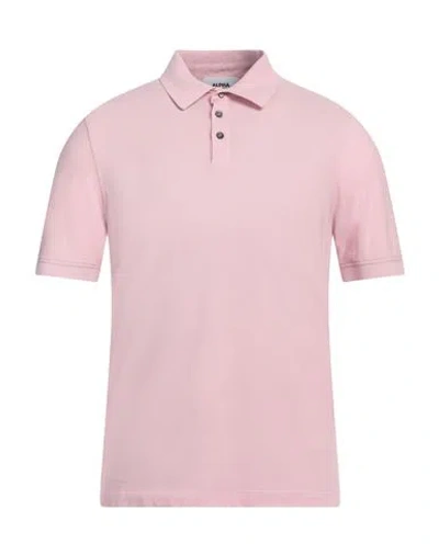 Alpha Studio Man Polo Shirt Pink Size 46 Cotton, Elastane