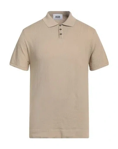 Alpha Studio Man Polo Shirt Sand Size 38 Cotton, Polyester In Beige