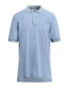 Alpha Studio Man Polo Shirt Sky Blue Size 46 Cotton In Blue