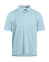 Alpha Studio Man Polo Shirt Sky Blue Size 46 Cotton, Elastane In Multi