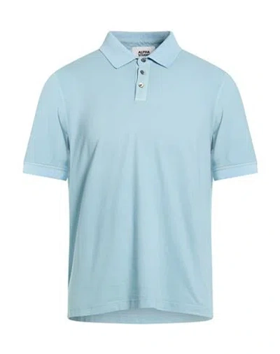 Alpha Studio Man Polo Shirt Sky Blue Size 46 Cotton, Elastane In Multi