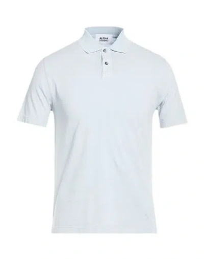 Alpha Studio Man Polo Shirt Sky Blue Size 50 Cotton In White