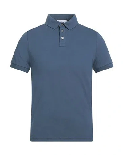 Alpha Studio Man Polo Shirt Slate Blue Size 40 Cotton, Elastane