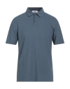 Alpha Studio Man Polo Shirt Slate Blue Size 44 Cotton, Elastane