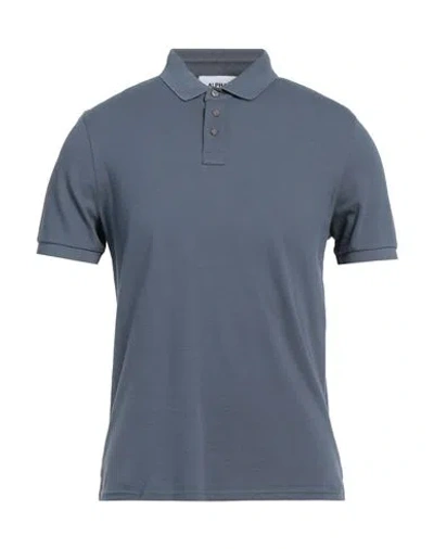 Alpha Studio Man Polo Shirt Slate Blue Size 44 Cotton, Elastane