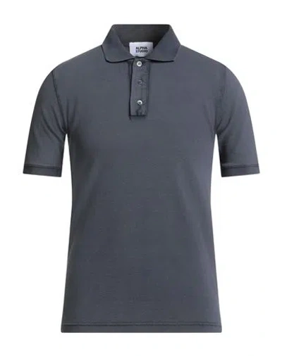 Alpha Studio Man Polo Shirt Slate Blue Size 44 Cotton