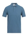 Alpha Studio Man Polo Shirt Slate Blue Size 40 Cotton, Elastane
