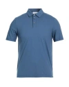 Alpha Studio Man Polo Shirt Slate Blue Size 46 Cotton, Elastane