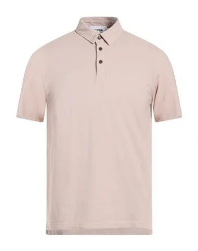 Alpha Studio Man Polo Shirt Taupe Size 50 Cotton, Elastane In Gray