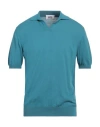 Alpha Studio Man Polo Shirt Turquoise Size 44 Cotton In Blue