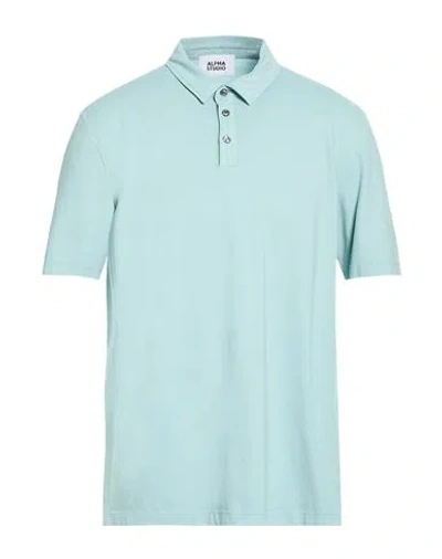 Alpha Studio Man Polo Shirt Turquoise Size 46 Cotton, Elastane In Blue