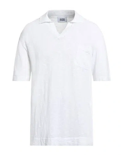 Alpha Studio Man Polo Shirt White Size 44 Cotton