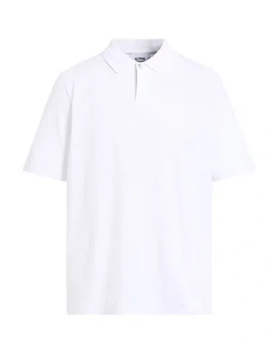 Alpha Studio Man Polo Shirt White Size 44 Cotton, Elastane