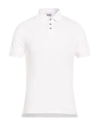 Alpha Studio Man Polo Shirt White Size 50 Cotton, Elastane