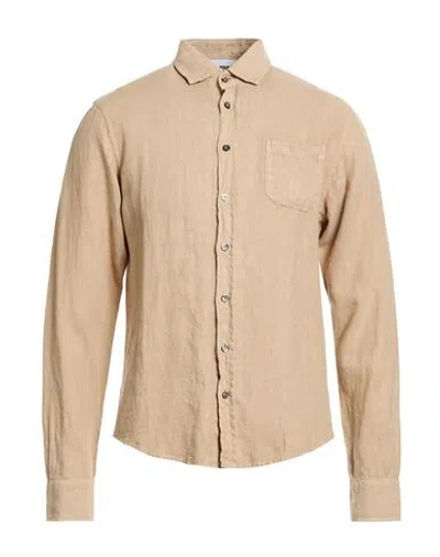 Alpha Studio Man Shirt Beige Size 38 Linen In Nude