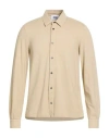 Alpha Studio Man Shirt Beige Size 40 Cotton, Elastane In Neutral