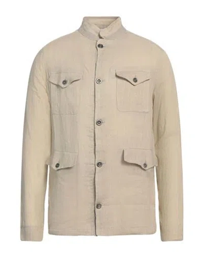Alpha Studio Man Shirt Beige Size 42 Linen