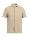 Alpha Studio Man Shirt Beige Size 44 Cotton, Elastane