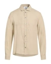 Alpha Studio Man Shirt Beige Size 46 Linen In Neutral