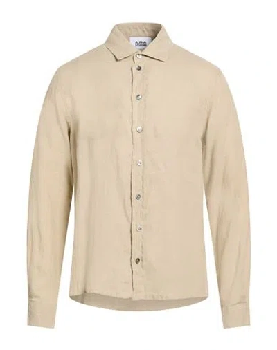 Alpha Studio Man Shirt Beige Size 46 Linen In Neutral