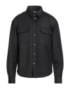 Alpha Studio Man Shirt Black Size 44 Polyester, Virgin Wool, Elastane