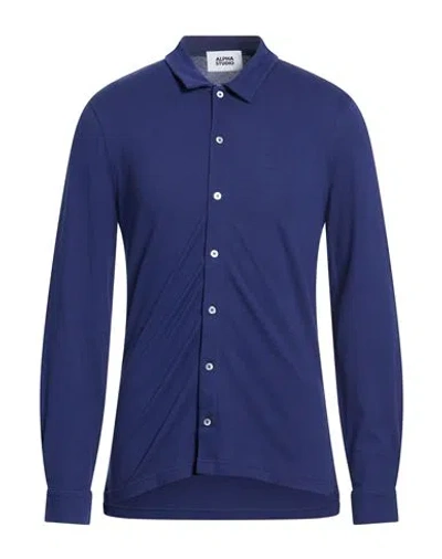 Alpha Studio Man Shirt Bright Blue Size 44 Cotton, Elastane