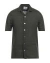 Alpha Studio Man Shirt Dark Green Size 42 Linen In Green