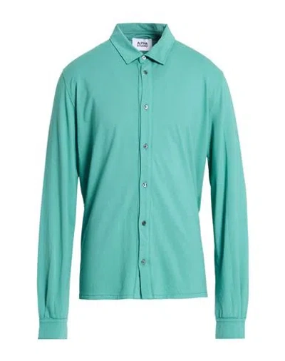 Alpha Studio Man Shirt Emerald Green Size 46 Cotton, Elastane