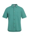 Alpha Studio Man Shirt Green Size 40 Cotton, Elastane