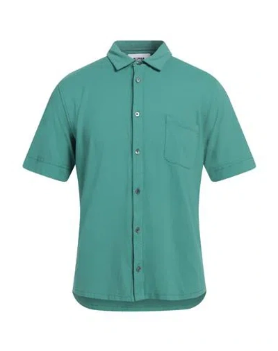 Alpha Studio Man Shirt Green Size 40 Cotton, Elastane In Green