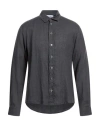 Alpha Studio Man Shirt Grey Size 46 Linen In Black