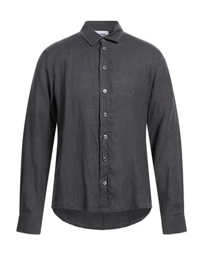 Alpha Studio Man Shirt Grey Size 46 Linen In Black